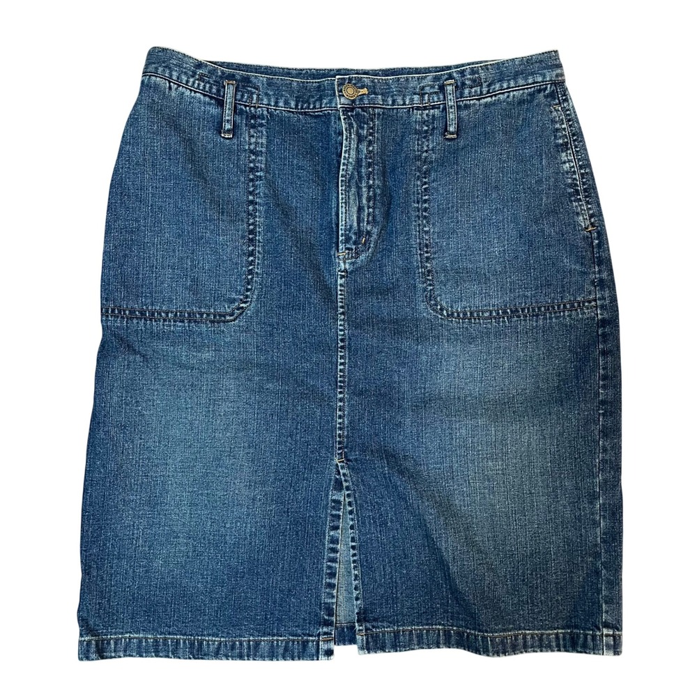 Vintage Ralph Lauren Denim‎ Skirt Midi Plus Size 14 Boho Preppy Y2K 90s Classic
